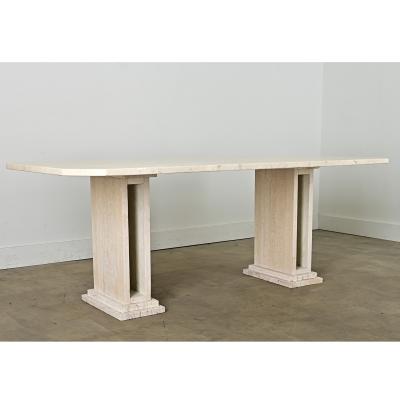 French Mid century Travertine Dining Table
