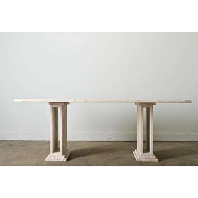 French Mid century Travertine Dining Table