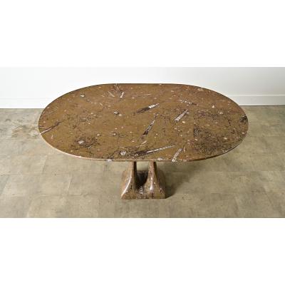 French Midcentury Carved Stone Dining Table