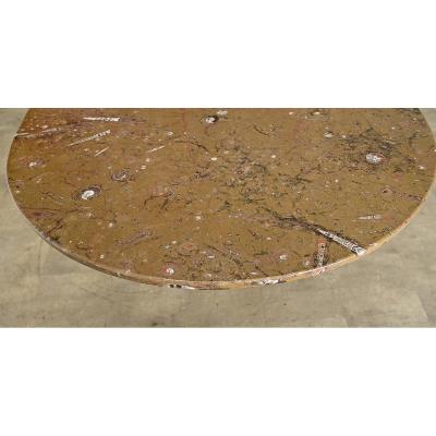 French Midcentury Carved Stone Dining Table