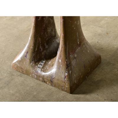 French Midcentury Carved Stone Dining Table