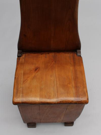 French Midcentury Cherry Chair with Compartment Under Seat