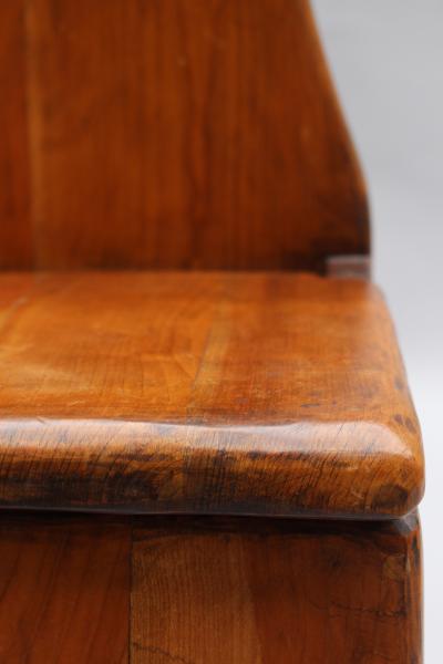 French Midcentury Cherry Chair with Compartment Under Seat