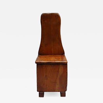 French Midcentury Cherry Chair with Compartment Under Seat