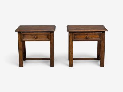 French Modern Brutalist Nightstands Oak France 1960s