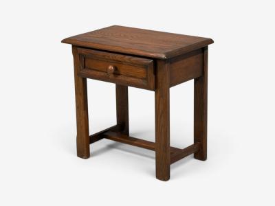 French Modern Brutalist Nightstands Oak France 1960s