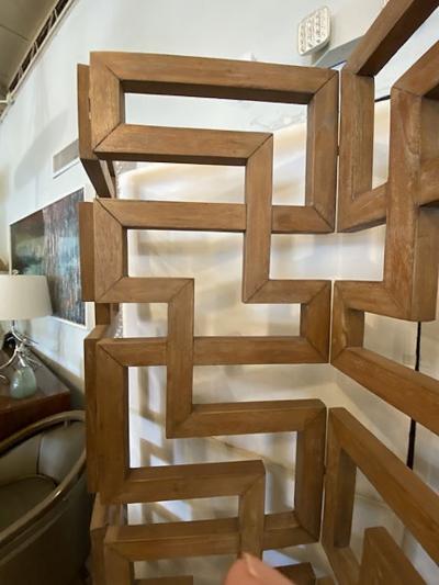 French Modern Cerused Oak 4 Panel Folding Screen Divider