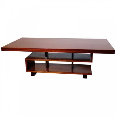 French Modern Mahogany Greek Key Coffee Table Andre Sornay