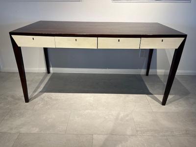 French Modern Mahogany Parchment Bureau Plat 1950s