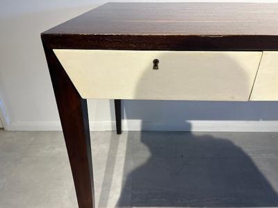 French Modern Mahogany Parchment Bureau Plat 1950s