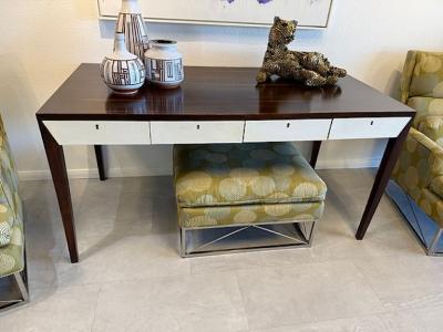 French Modern Mahogany Parchment Bureau Plat 1950s