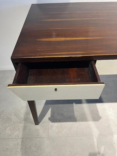French Modern Mahogany Parchment Bureau Plat 1950s