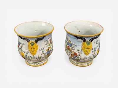 French Modern Majolica Jardinieres Ceramic France 1870s