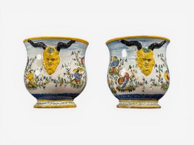 French Modern Majolica Jardinieres Ceramic France 1870s