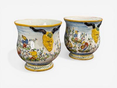 French Modern Majolica Jardinieres Ceramic France 1870s