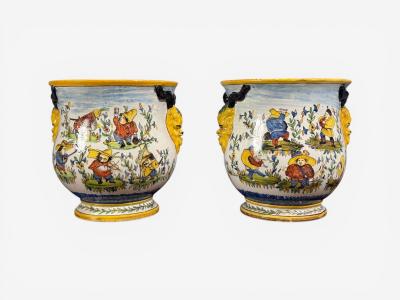 French Modern Majolica Jardinieres Ceramic France 1870s