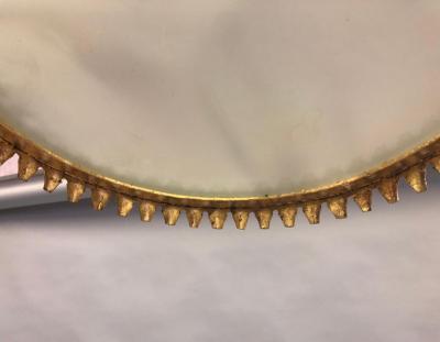 French Modern Neoclassical Gilt Iron Crown or Sunburst Flush Mount or Pendant