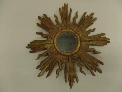 French Modern Neoclassical Gilt Lead Sunburst Mirror Attributed to Maison Jansen