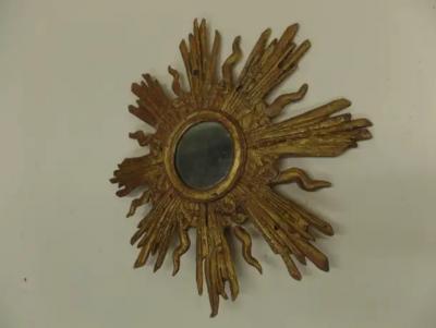 French Modern Neoclassical Gilt Lead Sunburst Mirror Attributed to Maison Jansen