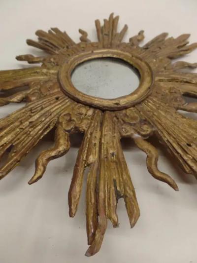 French Modern Neoclassical Gilt Lead Sunburst Mirror Attributed to Maison Jansen