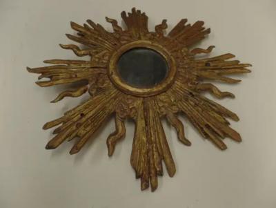 French Modern Neoclassical Gilt Lead Sunburst Mirror Attributed to Maison Jansen