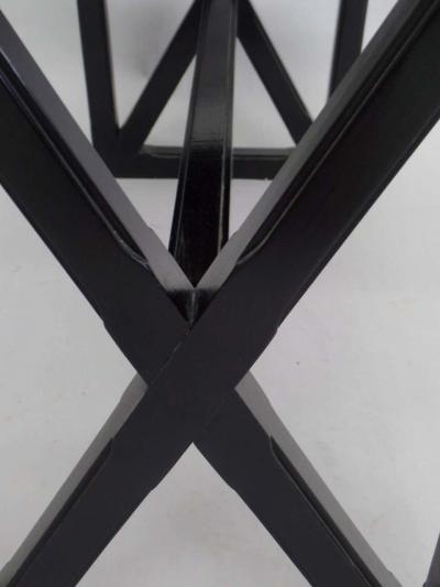 French Modern Neoclassical Leather Desk or Writing Table with X Frame Base