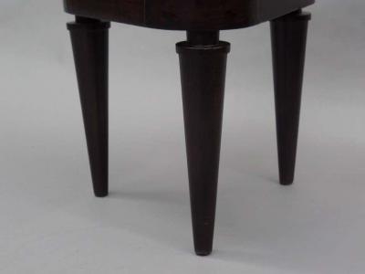 French Modern Neoclassical Mahogany and Suede Tri Corner Stools Andre Arbus