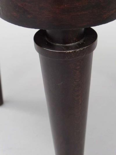 French Modern Neoclassical Mahogany and Suede Tri Corner Stools Andre Arbus