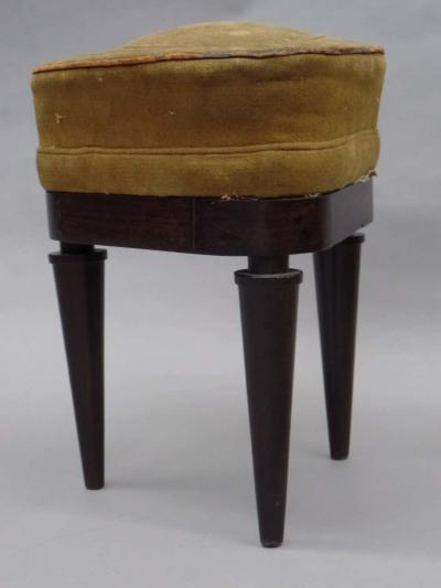 French Modern Neoclassical Mahogany and Suede Tri Corner Stools Andre Arbus