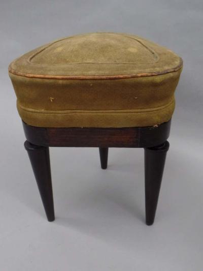 French Modern Neoclassical Mahogany and Suede Tri Corner Stools Andre Arbus