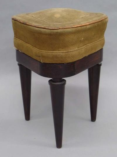 French Modern Neoclassical Mahogany and Suede Tri Corner Stools Andre Arbus