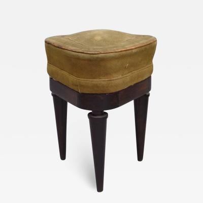 French Modern Neoclassical Mahogany and Suede Tri Corner Stools Andre Arbus