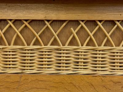 French Modern Oak Rattan Chest of Drawers France 1960s