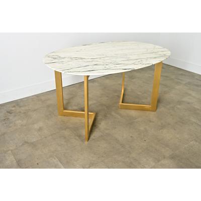 French Modern Oval Marble Dining Table