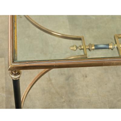 French Modern Square Brass Glass Coffee Table