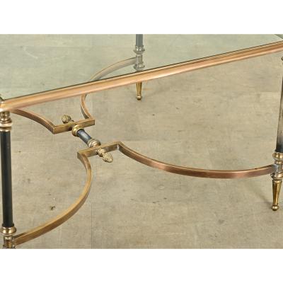 French Modern Square Brass Glass Coffee Table