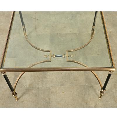 French Modern Square Brass Glass Coffee Table