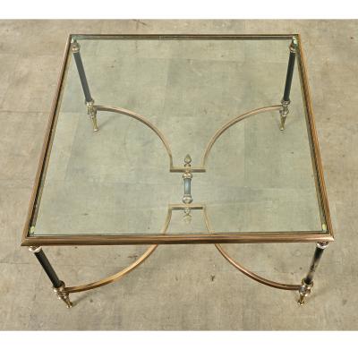 French Modern Square Brass Glass Coffee Table