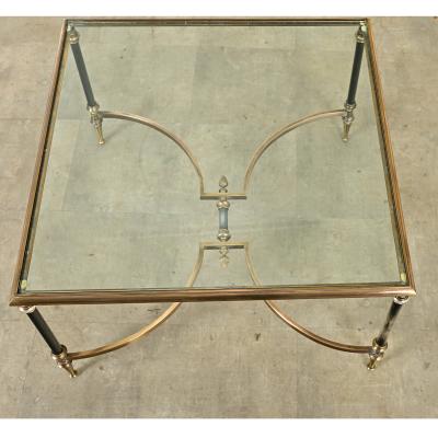 French Modern Square Brass Glass Coffee Table
