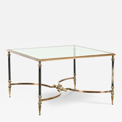 French Modern Square Brass Glass Coffee Table