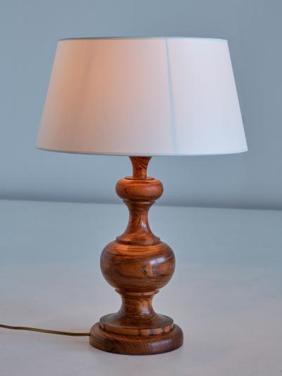 French Modern Table Lamp in Oak with Ivory Shade 1950s