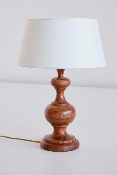French Modern Table Lamp in Oak with Ivory Shade 1950s