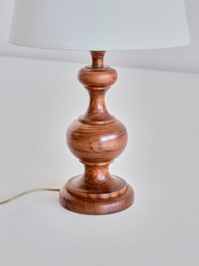 French Modern Table Lamp in Oak with Ivory Shade 1950s