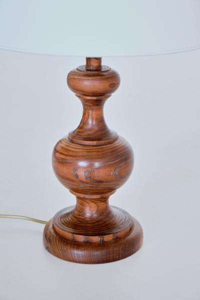 French Modern Table Lamp in Oak with Ivory Shade 1950s