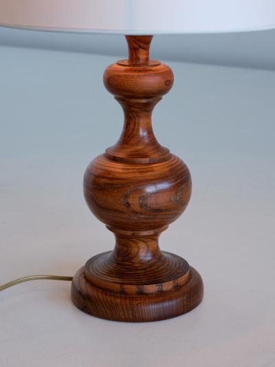 French Modern Table Lamp in Oak with Ivory Shade 1950s