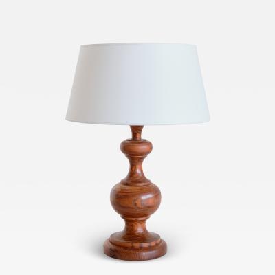 French Modern Table Lamp in Oak with Ivory Shade 1950s