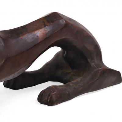 French Modernist Bronze Sculpture of a Stylized Dog C 1940 