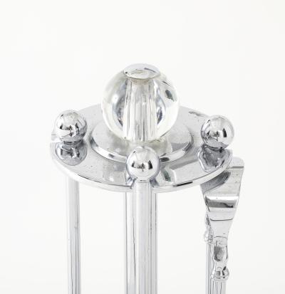 French Modernist Metal Fireplace Set Glass Decoration France c 1930 s