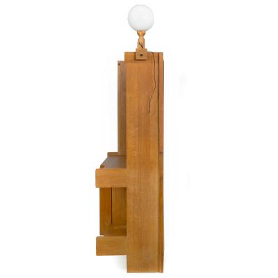French Modernist Oak Bar Cabinet Bookshelf by Guillerme and Chambron