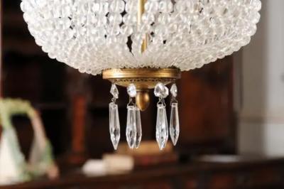 French Napol on III 1850s Montgolfi re Crystal and Brass Two Light Chandelier